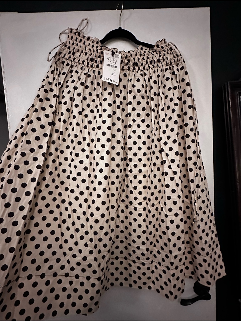 Zara Cream Polka Dot Maxi Skirt with Black Dots - Picture 3 of 3